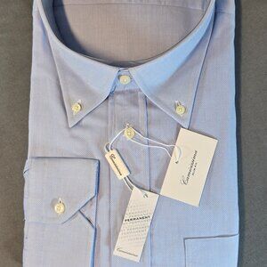 Camicissima Savona Slim Fit Men’s Dress Shirt Blue Textured 100% Cotton Size 50